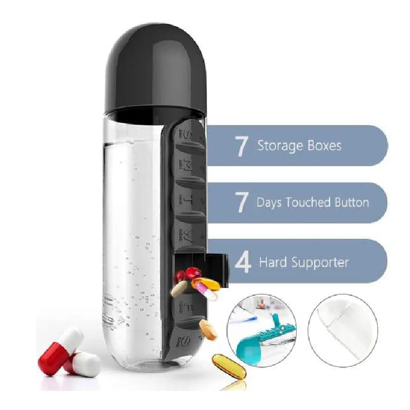 2 in 1 Pill Storage With Water Bottle