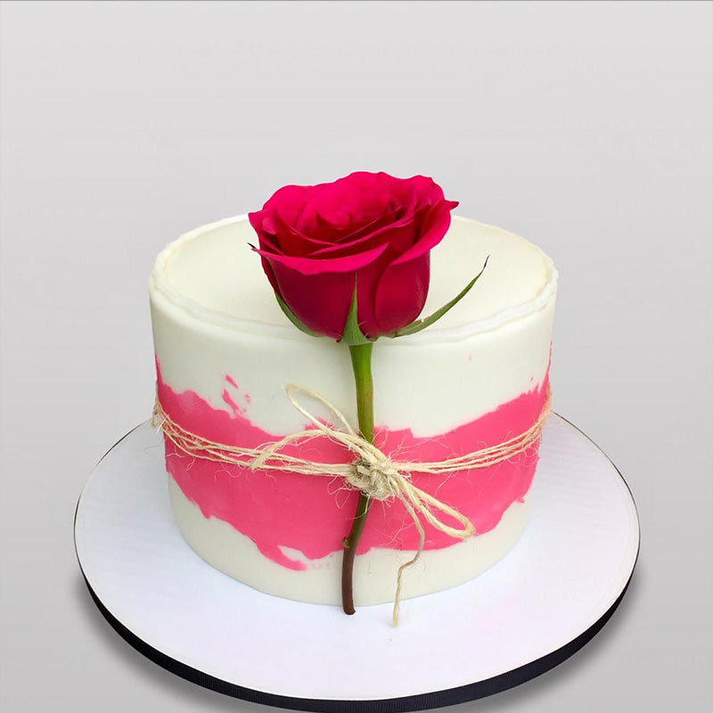 Birthday White Cake (Red Rose) - Mohali Bakers